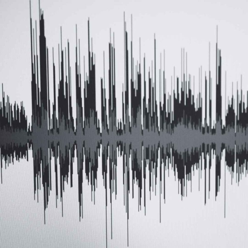 Audio waveform representing a professional voiceover recording session - request a voice over quote today