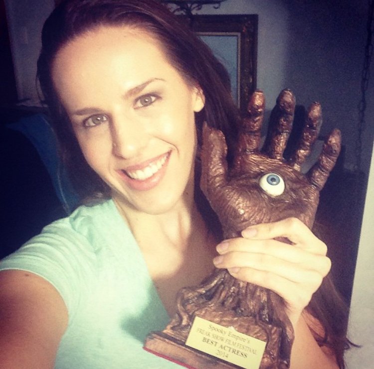 Acting 2 Film Actress Shannon Scott Showing off her Best Actress Award.