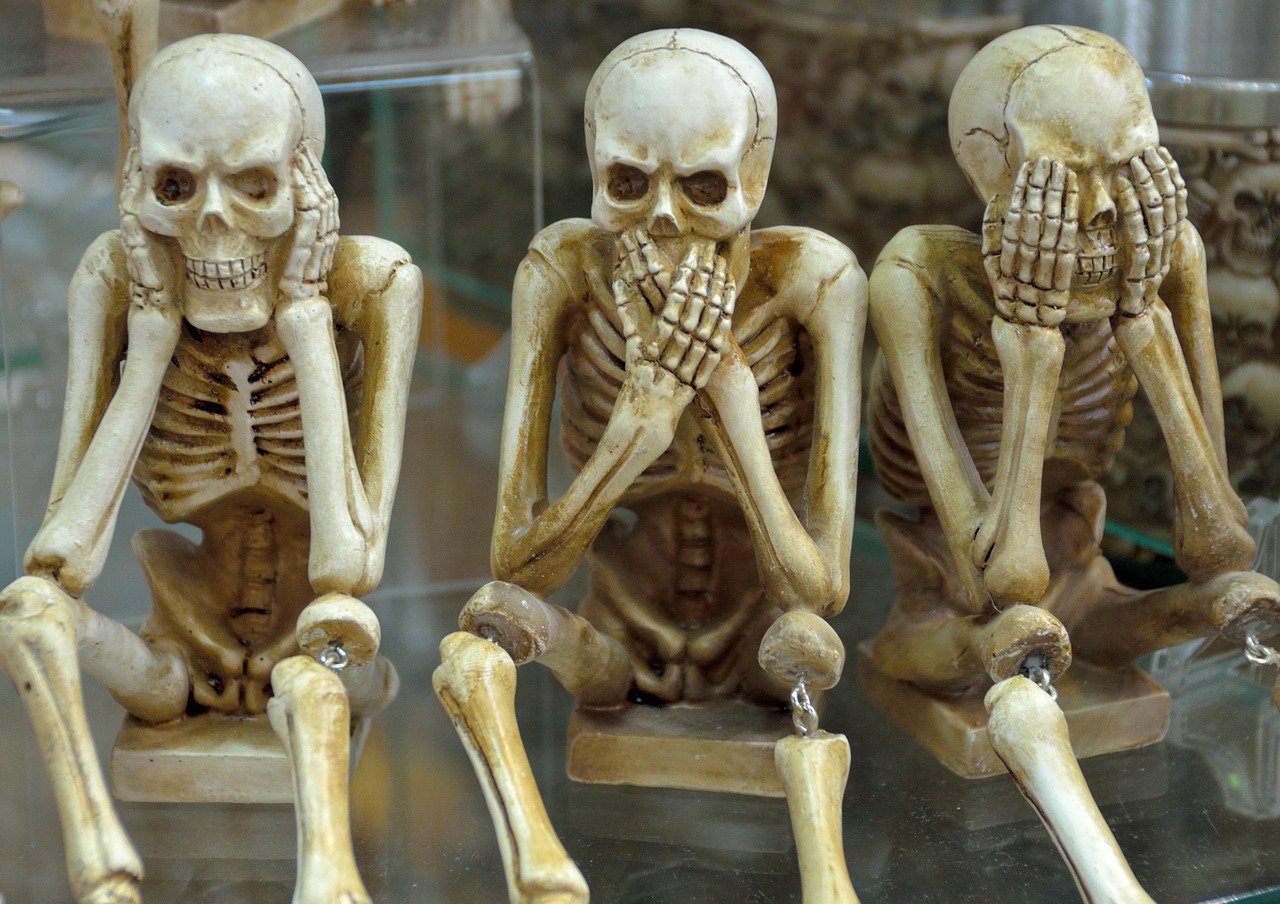 5 Powerful Ways to Shine as a Creative Misfit (Even When You Feel Left Out) 3 Three decorative skeletons sitting side by side, symbolizing lasting friendship, shared creativity, and the unbreakable bond of finding your creative tribe.