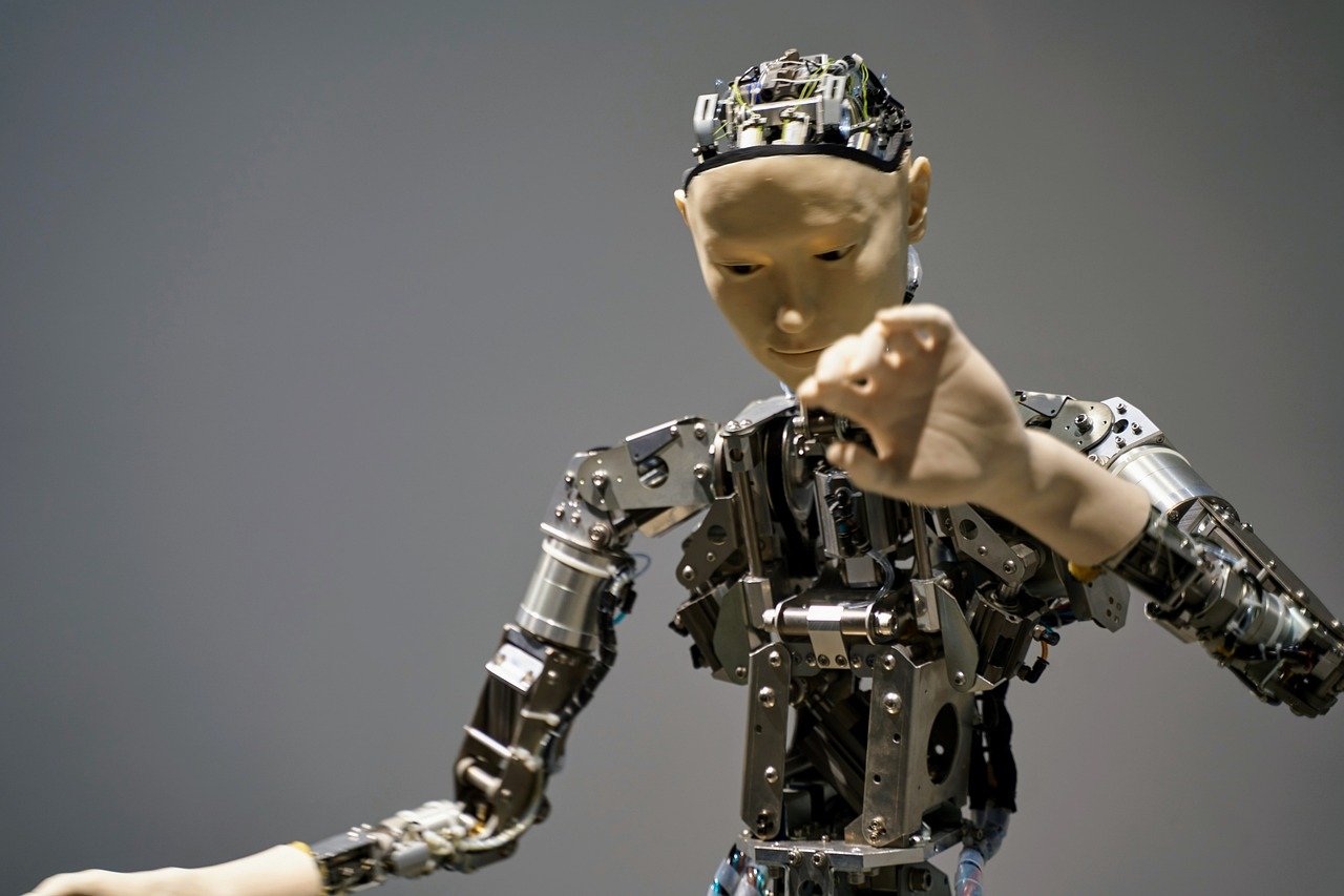 A stylized robot in a creative studio, symbolizing the contrast between artificial intelligence and authentic human creativity.