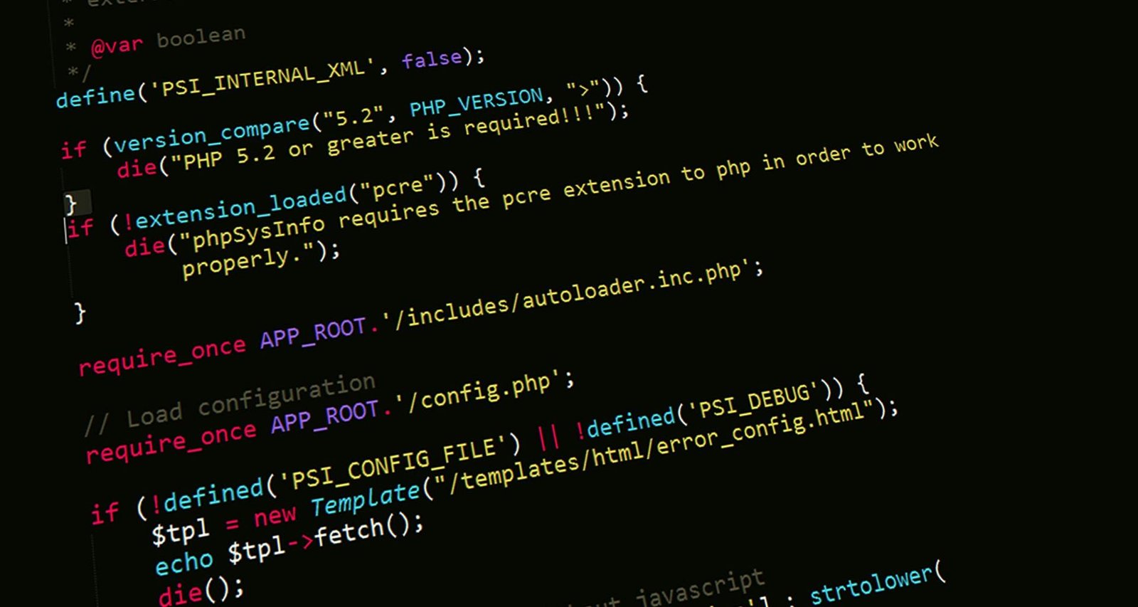 Text of computer code on a dark screen representing AI-generated content processes and machine learning algorithms.

