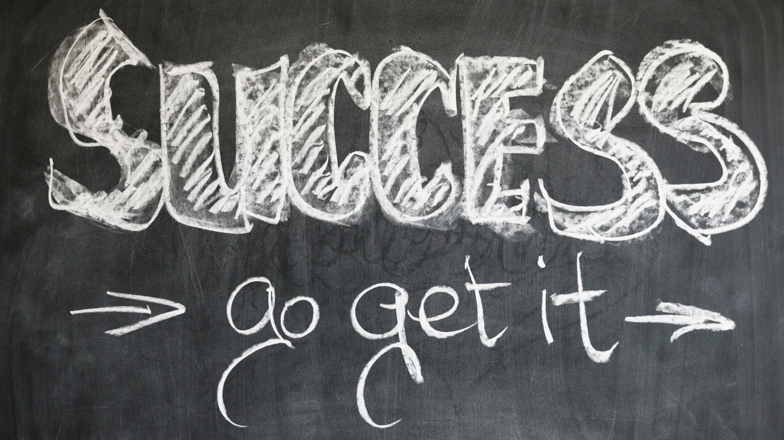 Chalkboard with ‘success go get it’ written, inspiring a strong success mindset for personal growth and achievement.