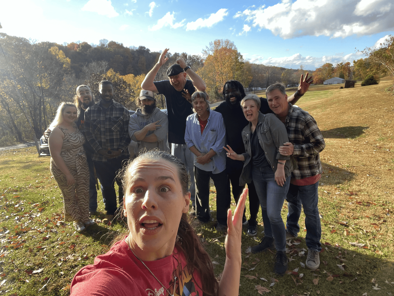 Making of Eddie’s Trailer Park behind the scenes photo from the first day of production with cast and crew starting filming