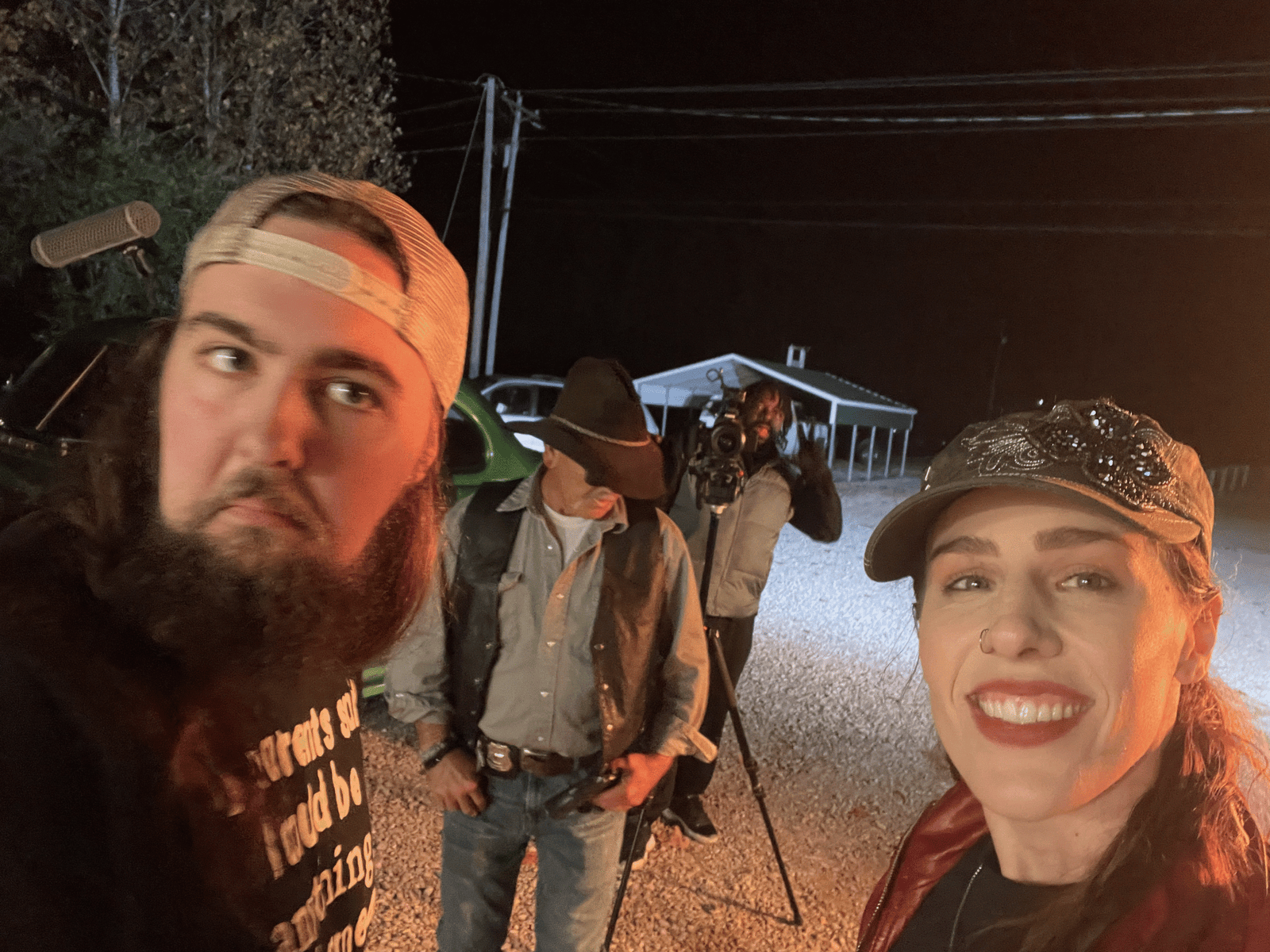Actors on set in Waynesboro TN capturing the actor journey independent film at night