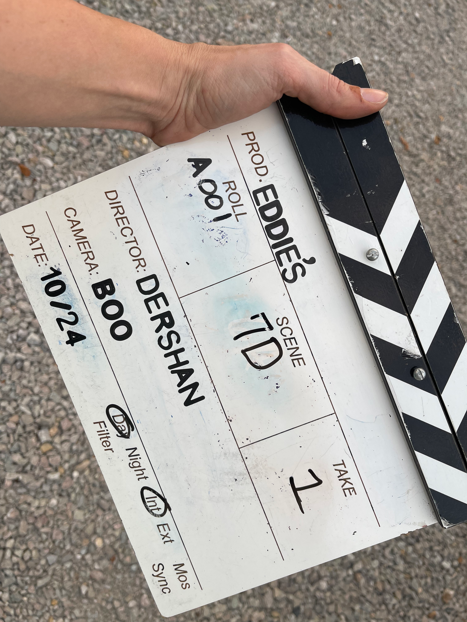 From Set to Red Carpet: The Journey of Eddie's Trailer Park Film 2 Clapperboard with Eddies title capturing the behind the scenes filmmaking process