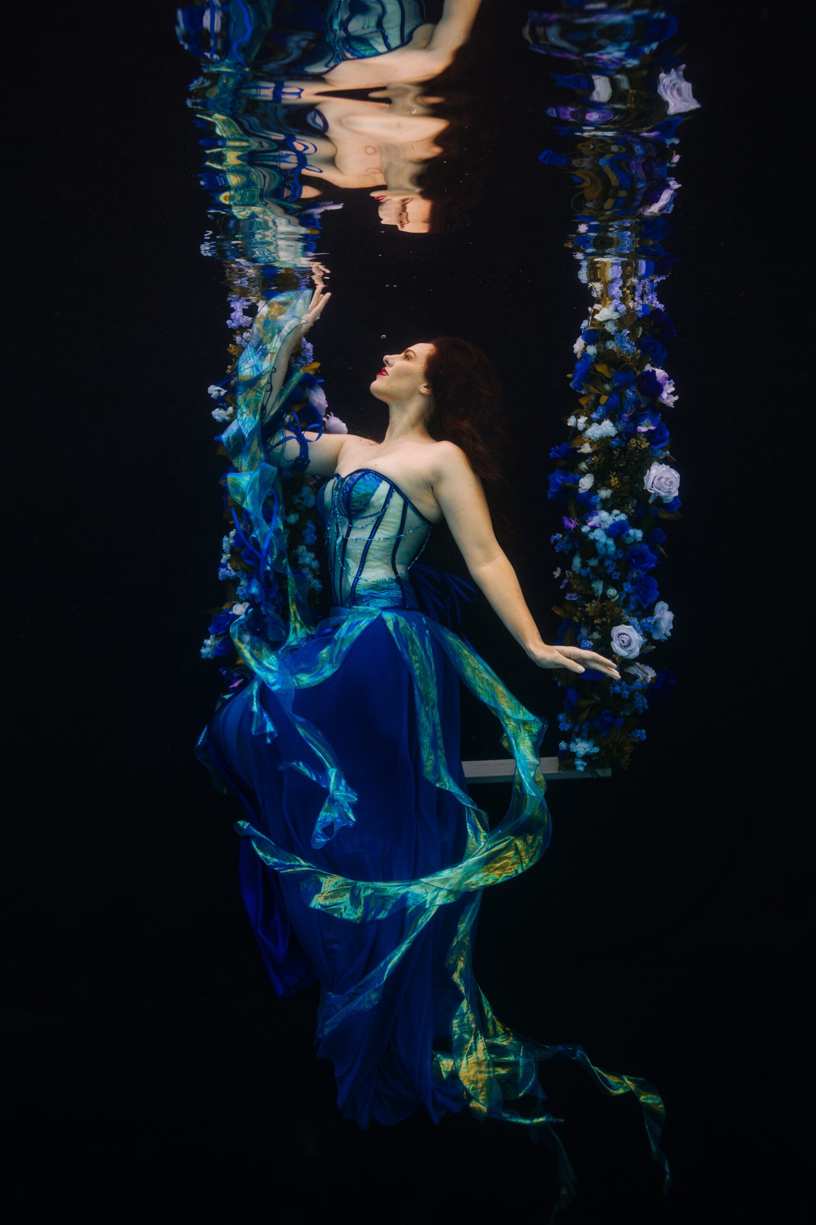 Shannon Scott professional underwater model for hire shannon scott floral swing scaled